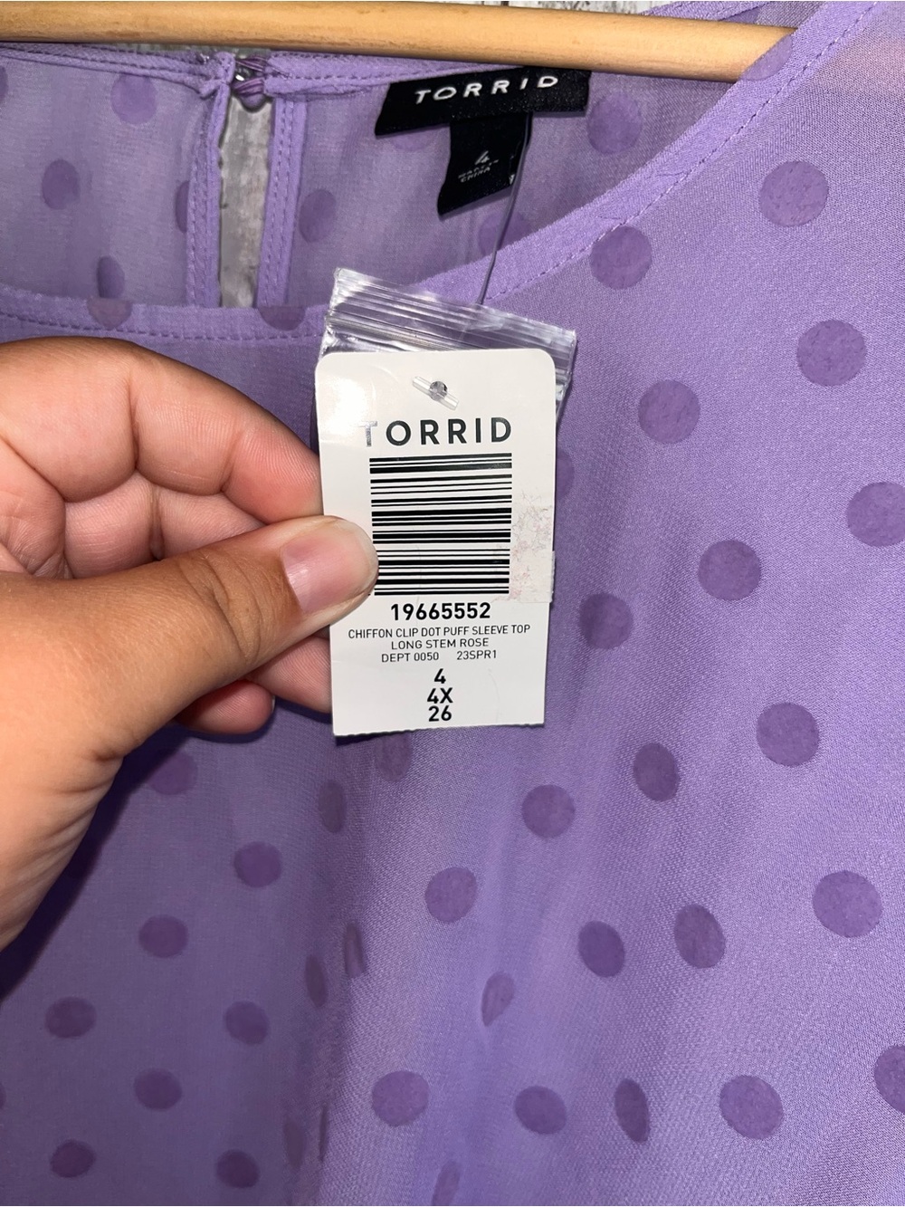 NWT Torrid Purple Chiffon Clip Dot Puff Sleeve Blouse 4X 26 - Picture 6 of 6
